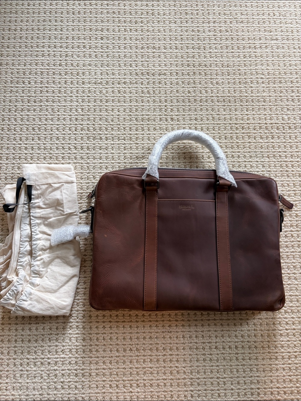 Shinola NWT Brown Leather Briefcase Bag for Men